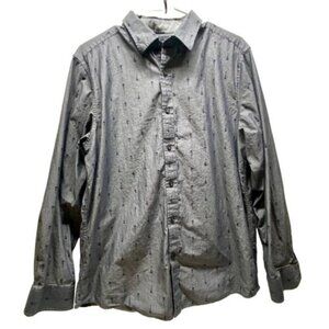 Ben Sherman Original Men's Guitar Print Button Up Medium Grey Long Sleeve Shirt